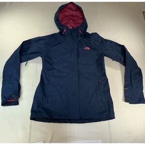 The North Face Dry Vent Jacket Women's Hooded Rain Windbreaker Blue Pink Size S